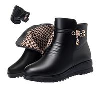Bottes orthopédiques en cuir véritable et laine pour femme - Chaudes - Doublure en fourrure - Imperméables, Noir fin., 38 EU