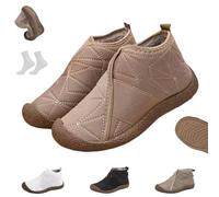 Bottes orthopédiques imperméables, décontractées et chaudes en coton, confortables et antidérapantes for femmes, bottes de neige plates et chaudes en peluche for un usage quotidien(Kaki,36 EU)