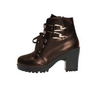 Bottes Plateforme Mi-Mollet pour Femme Bout Rond Bottines Femme Hiver Chic Bottine Antidérapante Botte en Cuir PU Bottes Vernis Boot À Lacets Chaussure Uni Bottine avec Sangle De Boucle Botte