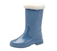 Bottes Pluie Femme Impermeable, Femmes talon haut genou haut confort dame chaussures mi-mollet neige bottes antidérapant polaire chaussettes à l'intérieur amovible bottes de pluie en plein air