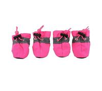 Bottes pour chiots de petite taille, 4 pièces, chaussures souples pour petit chien avec design imperméable et semelle antidérapante, bottes d'hiver de protection des pattes pour chiens (rose, taill