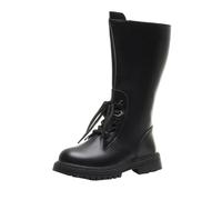 Bottes pour enfants et filles - Bottes longues élégantes vintage - Bottes de princesse plates - Bout rond - Bottes d'automne antidérapantes - Chaussures pour enfants - Bottines tendance pour le