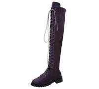 Bottes pour femme Automne Hiver Mode Bottes à fermeture éclair Bottes longues Bout pointu Chaussures monochromes Bottes longues Bottes western confortables Basiques Bottes d'été pour femme, lilas, 39