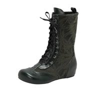 Bottes pour femme basses plates à Lacets Femmes Botte Imperméables Confortable Automne Hiver Cowboy Femme Bottillons Chaudes Souple à talon carré classiques Femmes Bottes cuir véritable Mode