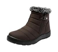 Bottes Pour Femme Bottes De Neige Fourrure Doublure Imperméable RandonnéE Bottines Semelle AntidéRapant Chaussures Mousse A MéMoire Chaussures D'Hiver Fuzzyclassic (Brown, 39)
