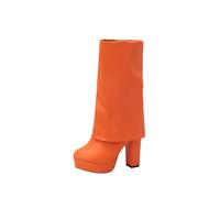 Bottes pour femme Mi-Mollet grossiers Hautes À Talons Femme Boots Imperméables Souple Elégantes Femmes Bottillon Chaudes rétro Casual classiques cuir véritable Automne Hiver
