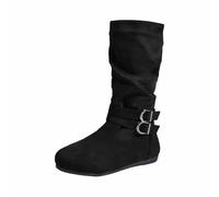 Bottes pour Femme Mi-Mollet Plate Bottines Femme Daim Chic et Élégant Bottes Santiags Confort Chic Chaussure Bottines à Zip Chaussures Vintage Botte Hiver Chaud Boots Style Western Bottine Confortable
