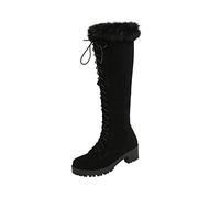 Bottes pour Femme Mollet Large Pieds Larges Chaussure Grande Taille Souple Bottes Confortable Fantaisie Boots Hiver Cuir Bottine Bottes Hiver Fourrure Doublure Chaude Imperméable Confort Bottines