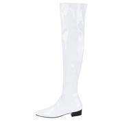 Bottes Pour Femmes Au-dessus Du Genou, Cuissardes Bloc, Bottes Vernies Brillantes (Color : White, Size : 46)