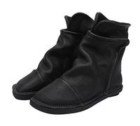 Bottes pour Femmes Bottes Courtes Originales, Chaussures Plates, Talons Hauts, Chaussures pour Femmes, Bottes en Cuir, têtes Rondes, Chaussures luxueuses, Chaussures pour Femmes à Fermeture éclair au