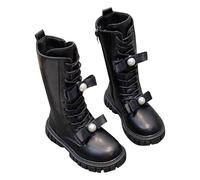 Bottes pour fille - Bottes d'hiver chaudes - Avec semelle profilée - Doublure - Talon bloc - Mode - Fermeture éclair - Taille 27 à 37, A15 Black6, 30/EU