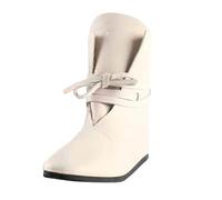 Bottes pour homme Europe aux États-Unis à talon rond grand carré Bottes à lacets avec boucle de ceinture, Blanc., 48 EU