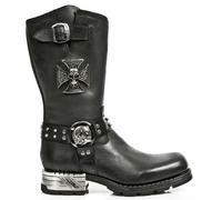 Bottes Pour Hommes New Rock MR030-S1 Noires En Cuir 100% Gothiques À Plateforme