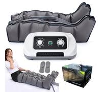 Bottes Pressothérapie 6 Chambres Professionnel - Drainage Lymphatique Jambes, Massage Compression Air 30-240 mmHg, 8 Intensités, 0-30 Min, Soulage Rétention d'Eau, Lourdeur et Douleurs (Gris, XXL)