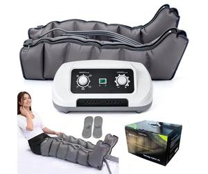 Bottes Pressothérapie 6 Chambres Professionnel - Drainage Lymphatique Jambes, Massage Compression Air 30-240 mmHg, 8 Intensités, 0-30 Min, Soulage Rétention d'Eau, Lourdeur et Douleurs (Gris, L)