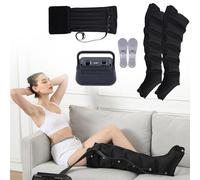 Bottes PressothéRapie pour Massage Jambes, 6 Cavités Drainage Lymphatique Jambes, Pressotherapie Jambes Et Ventre Et Bras, Pression & Durée Réglables Facilement (Noir, 2 jambes + 2 bras + taille)