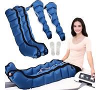Bottes Pressothérapie XL, Masseur à Compression d'air pour Jambes/Bras/Taille, Drainage Lymphatique Jambes, Appareil Circulation Sanguine Jambes, Massage Jambe, Bleu