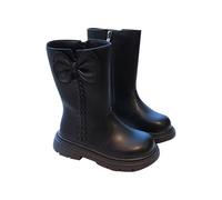 Bottes punk pour filles avec fermeture éclair latérale doublée en cuir synthétique pour grands enfants et adolescents, bottes mi-mollet pour filles de 4 à 12 ans, 01 Noir, 31 EU