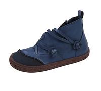 Bottes rondes pour femme - Bottes chaudes à bout ouvert - Chaussures de cowboy - Bottes de pluie courtes originales, bleu, 38 EU
