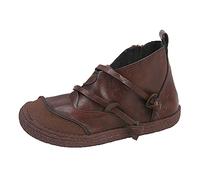 Bottes rondes pour femme - Bottes chaudes à bout ouvert - Chaussures de cowboy - Bottes de pluie courtes originales, café, 39.5 EU