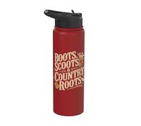 Bottes Scoots And Country Roots - Line Dancer Funny Stainless Steel Insulated Water Bottle