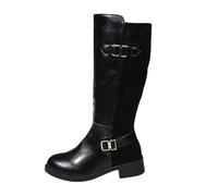 Bottes tendance à hauteur du genou, bout rond, talon moyen, fermeture éclair latérale - une pièce de déclaration expressive pour tout le monde, Noir , 41 EU