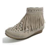 Bottes tendance bout rond et bottines courtes avec fermeture éclair et glands pour femme à la mode Bottes en caoutchouc de pluie 39, kaki foncé, 37 EU