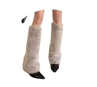 Bottes tendance montantes au genou avec bout pointu - Talon aiguille - Bottes d'hiver doublées chaudes pour temps froid - Élégantes avec des tenues décontractées, gris, 37 EU