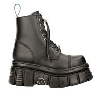 Bottes Vegan Noires En Cuir À Plateforme M-NEWMILI083-VS2 De NEW ROCK