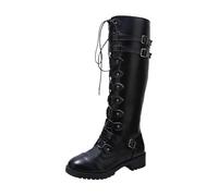 Bottes victoriennes à lacets pour femme - Style rétro années 70 - Style gothique - Style Renaissance - À mi-mollet - Talon bas - Pour Halloween et cosplay, b noir, 42 EU