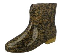 Femmes Spot On Imprimé Léopard Cheville Bottes Caoutchouc
