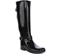 Bottes Wellington Femmes Noires Laquées Hunter Refined Tall Back Strap UK 3 - 9