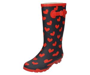 Bottes Wellington Spot On Cœur Bleues/Rouges, Slip On, UK 3-8