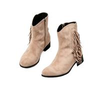 Bottes Western à Franges Femme Talon Bloc Cuir suédé Fermeture latérale Zip