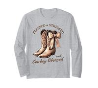 Bottes Western Blessed Stressed et obsédées par Les Cowboys, Mignonnes Manche Longue