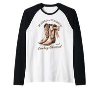 Bottes Western Blessed Stressed et obsédées par Les Cowboys, Mignonnes Manche Raglan