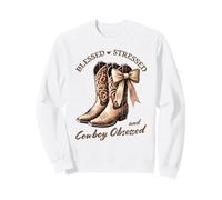 Bottes Western Blessed Stressed et obsédées par Les Cowboys, Mignonnes Sweatshirt
