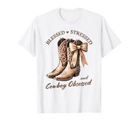 Bottes Western Blessed Stressed et obsédées par Les Cowboys, Mignonnes T-Shirt
