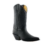 Bottes Western Cowboy En Cuir Noir Buffalo Pour Hommes À Enfiler