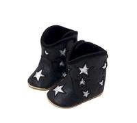 Bottes western en cuir - Chaussures de cowboy - Semelle souple - Antidérapantes - Pour bébé et enfant - Pour nouveau-né - Pour apprendre à marcher, Noir , 22 EU