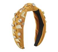 Bottes western en jean pour femmes et filles, bandeau à strass, haut tête de mort, bandeau noué, jaune