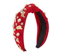 Bottes western en jean pour femmes et filles, bandeau à strass, haut tête de mort, bandeau noué, rouge