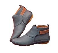 Bottes western imperméables décontractées pour femme Bottines Chelsea élégantes légères à enfiler classiques confortables Coupe large Bottines de marche en plein air, bleu, 37 EU