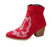 Bottes western pour femme - Confortables - Élégantes - Pour l'extérieur - Bottes de cowboy confortables - Bottines élégantes, rouge, 37 EU