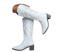 Bottes western pour femme - Hautes - Bottes de cowboy pour femme - Bottes à enfiler avec talon bloc - Bottes de randonnée - Bout pointu - Bottes d'hiver - Bottes d'hiver pour femme - Bottes en cuir