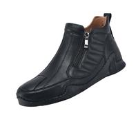Bottes western pour homme, bottines d'hiver mi-hautes, bottes de neige à fermeture éclair, grande taille, faites à la main, décontractées, en cuir, Noir , 41 EU