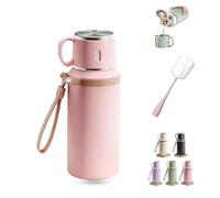 Bottiglia termica sottovuoto in acciaio inox 2 In 1 con tazza con coperchio, acciaio inox 316, design a bocca larga, 600/800ml portatile a prova di perdite, for viaggio, palestra, scuola(Pink,800ml)