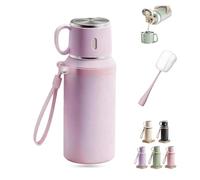 Bottiglia termica sottovuoto in acciaio inox 2 In 1 con tazza con coperchio, acciaio inox 316, design a bocca larga, 600/800ml portatile a prova di perdite, for viaggio, palestra, scuola(Purple,600ml)