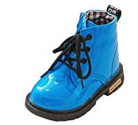 Bottillon à Lacets Enfant Garçon Fille Hiver Bottines Doublure Fourrure Cuir Synthétique