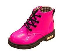 Bottillon à Lacets Enfant Garçon Fille Hiver Bottines Doublure Fourrure Cuir Synthétique